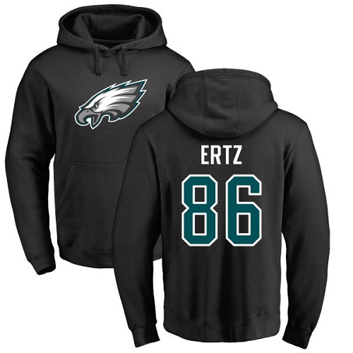 Men Philadelphia Eagles 86 Zach Ertz Black Name and Number Logo NFL Pullover Hoodie Sweatshirts